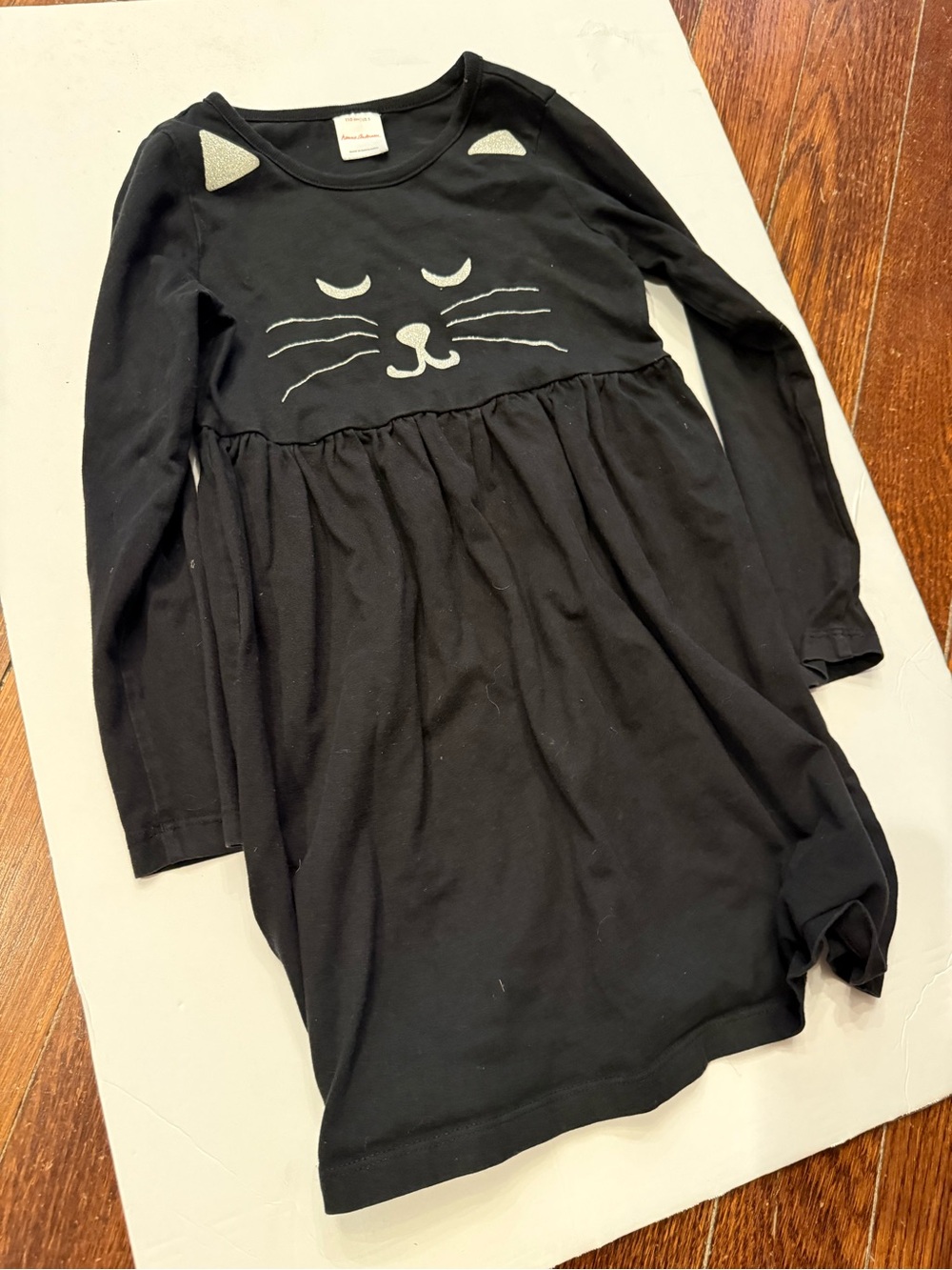 Hanna Andersson Black Cat Face Long-Sleeve Dress for girls